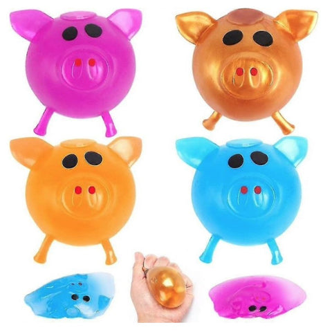 Caja con 12 juguetes de cerdito de agua