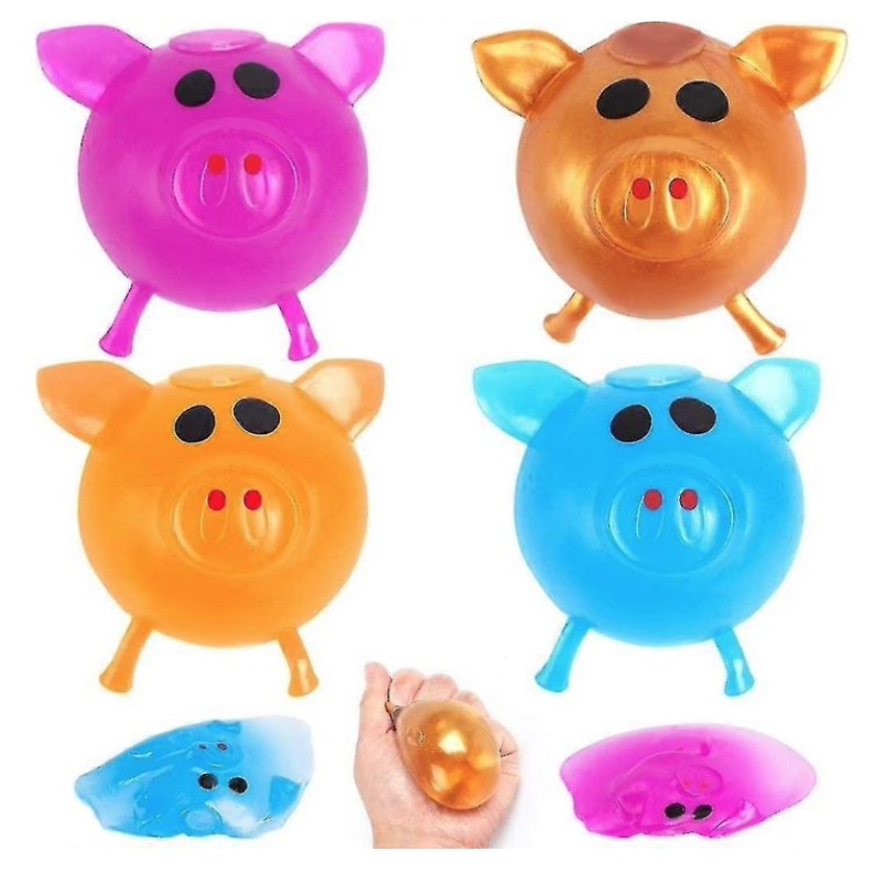 Caja con 12 juguetes de cerdito de agua