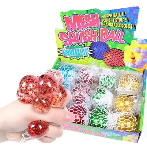 Caja con 12 squishy de cerebro antiestrés